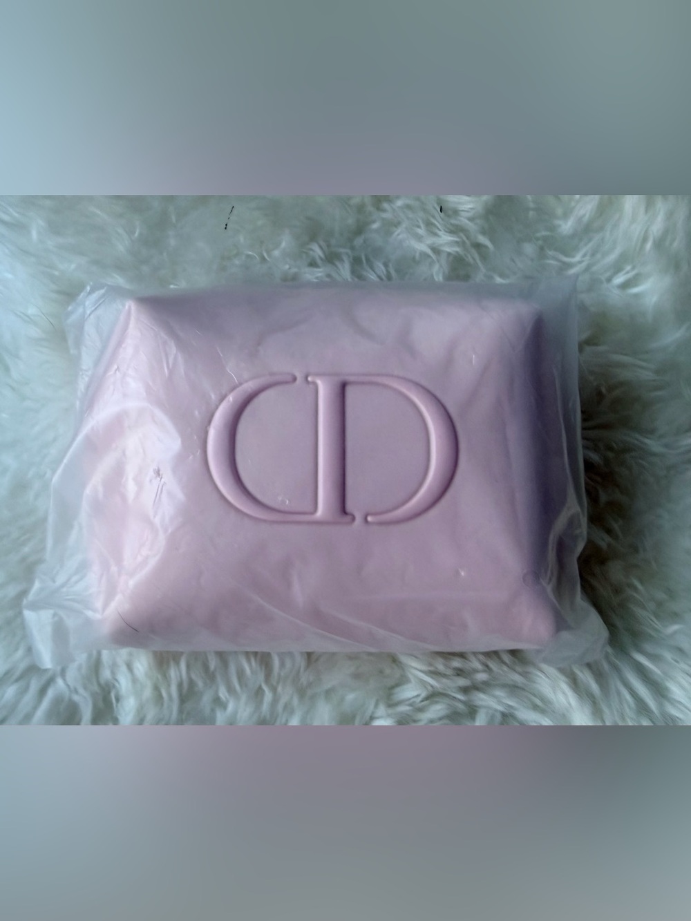 Dior Pink Neoprene Pouch w ‘CD’ Branding Front/Center in Pink. New in Bag GWP